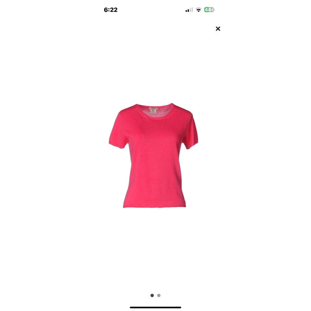 Maria Di Ripabianca Women Fuchsia Knit 100% Cotton Short Sleeve Sweater Sz 44/8
